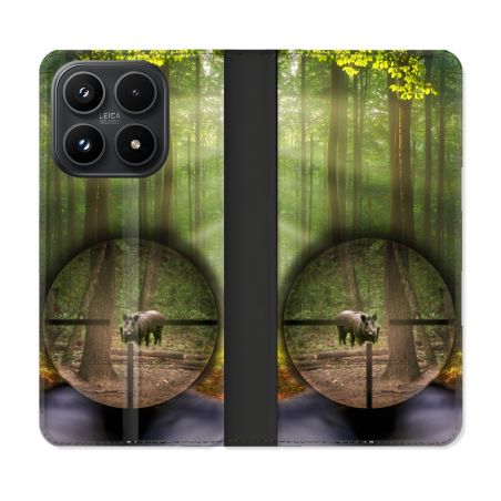 Housse Cuir Portefeuille Pour Xiaomi 17 Chasse Sanglier Viseur