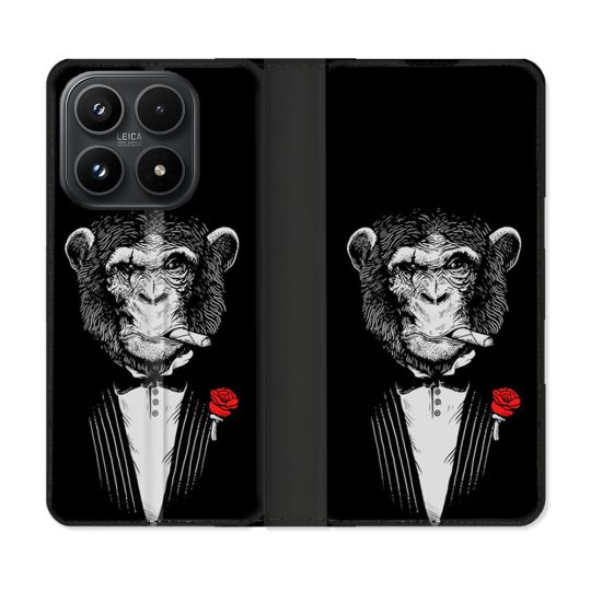 Housse Cuir Portefeuille Pour Xiaomi 17 Decale Singe Mafia