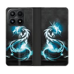 Housse Cuir Portefeuille Pour Xiaomi 17 Fantastique Dragon Bleu