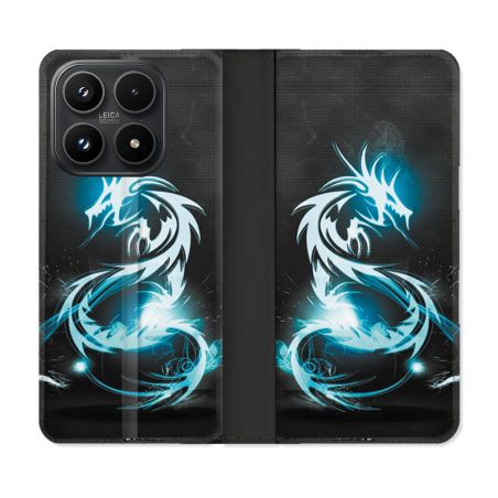 Housse Cuir Portefeuille Pour Xiaomi 17 Fantastique Dragon Bleu