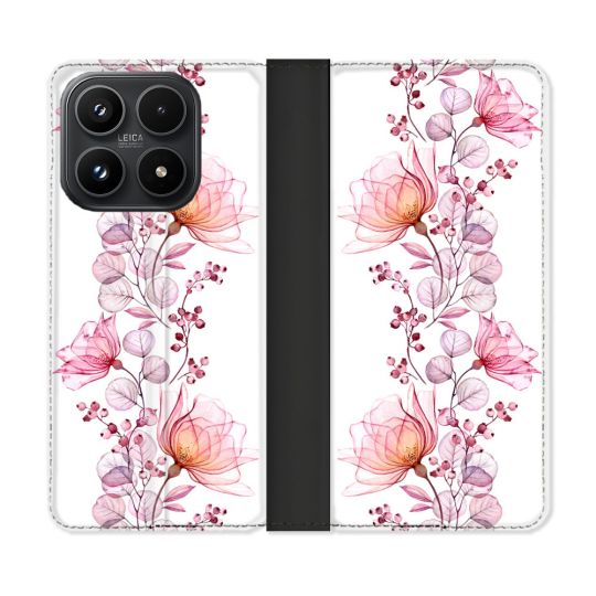 Housse Cuir Portefeuille Pour Xiaomi 17 Fleur Eclosion