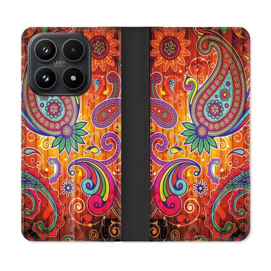 Housse Cuir Portefeuille Pour Xiaomi 17 Fleur Psychedelic