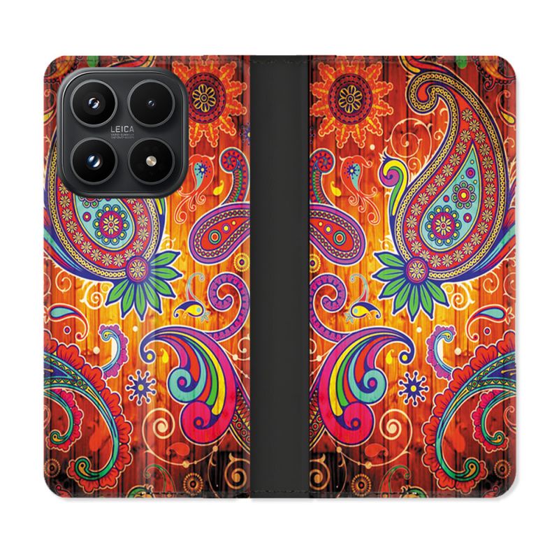 Housse Cuir Portefeuille Pour Xiaomi 17 Fleur Psychedelic