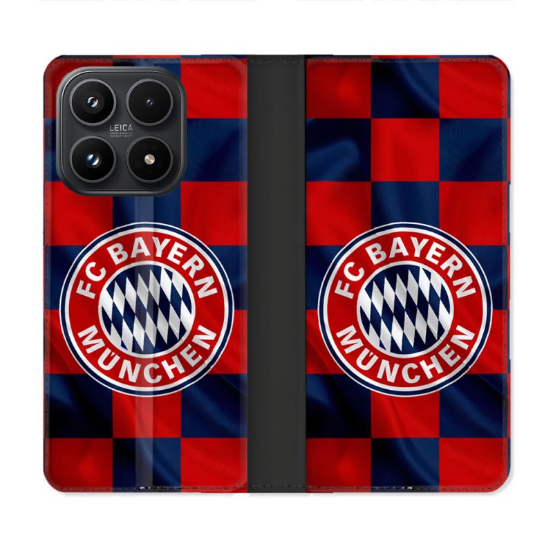 Housse Cuir Portefeuille Pour Xiaomi 17 Foot Bayern Munich Carreaux