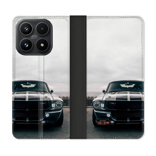 Housse Cuir Portefeuille Pour Xiaomi 17 Ford Mustang GT500 Vintage