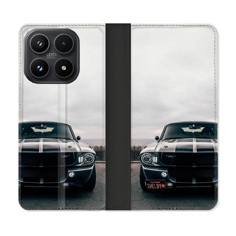 Housse Cuir Portefeuille Pour Xiaomi 17 Ford Mustang GT500 Vintage