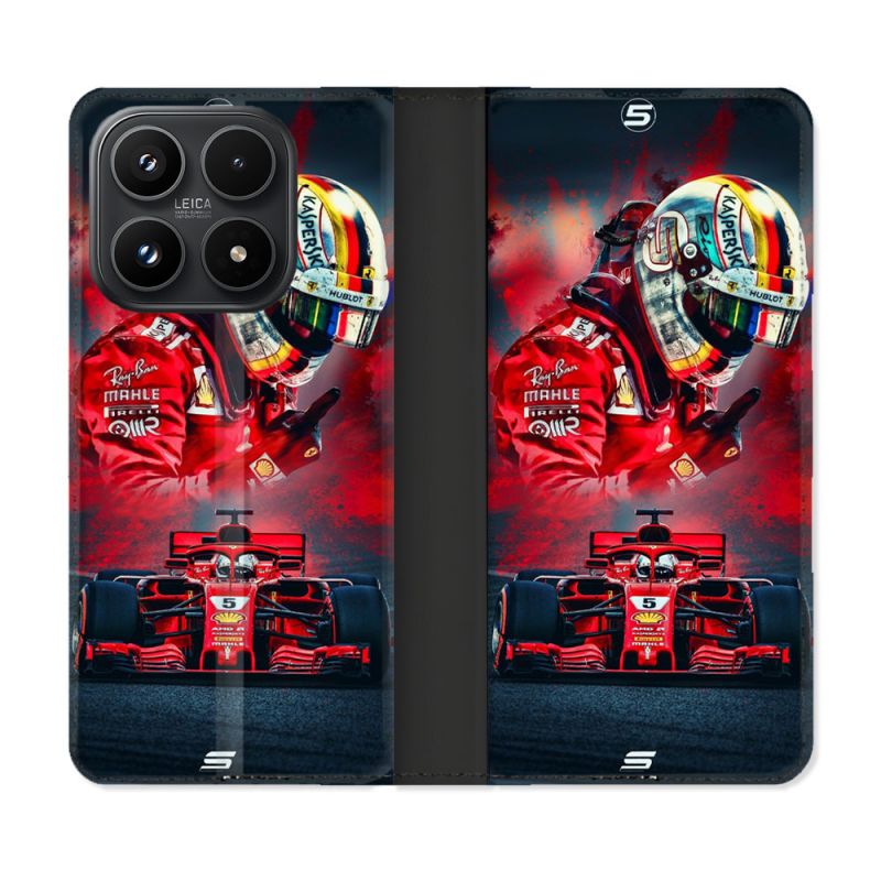 Housse Cuir Portefeuille Pour Xiaomi 17 Formule 1 F1 Ferrari