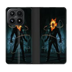 Housse Cuir Portefeuille Pour Xiaomi 17 Ghost Rider