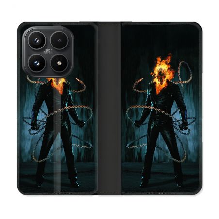 Housse Cuir Portefeuille Pour Xiaomi 17 Ghost Rider
