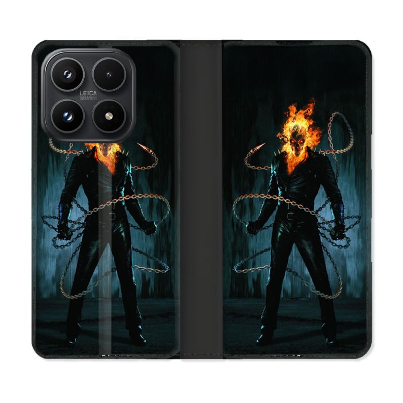 Housse Cuir Portefeuille Pour Xiaomi 17 Ghost Rider