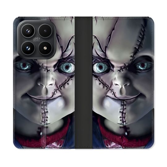 Housse Cuir Portefeuille Pour Xiaomi 17 Horreur Chucky Cicatrice