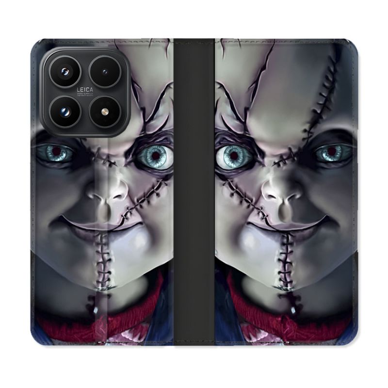 Housse Cuir Portefeuille Pour Xiaomi 17 Horreur Chucky Cicatrice