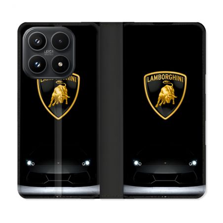 Housse Cuir Portefeuille Pour Xiaomi 17 Lamborghini Noir