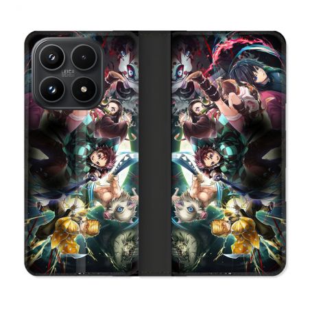 Housse Cuir Portefeuille Pour Xiaomi 17 Manga Demon Slayer Groupe