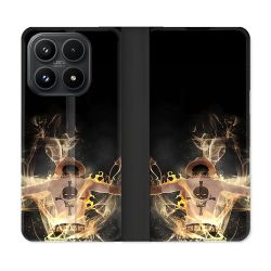 Housse Cuir Portefeuille Pour Xiaomi 17 Manga One Piece Ace Noir
