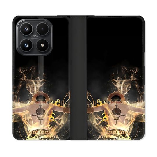 Housse Cuir Portefeuille Pour Xiaomi 17 Manga One Piece Ace Noir