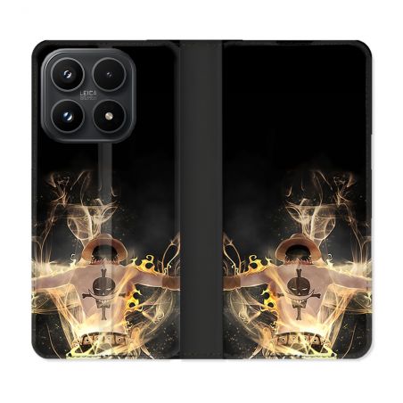 Housse Cuir Portefeuille Pour Xiaomi 17 Manga One Piece Ace Noir