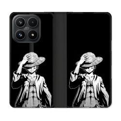 Housse Cuir Portefeuille Pour Xiaomi 17 Manga One Piece Luffy Noir
