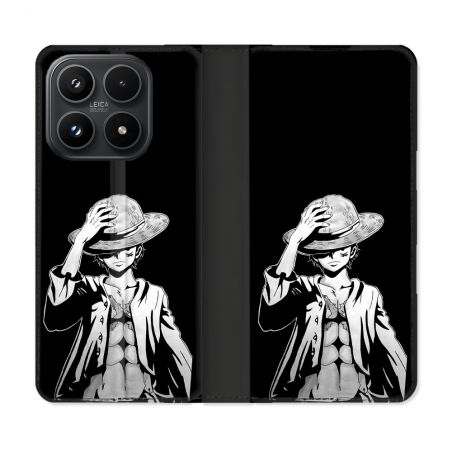 Housse Cuir Portefeuille Pour Xiaomi 17 Manga One Piece Luffy Noir