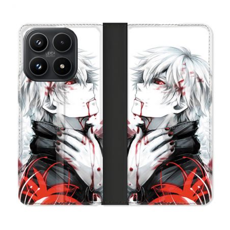 Housse Cuir Portefeuille Pour Xiaomi 17 Manga Tokyo Ghoul Kaneki Blanc
