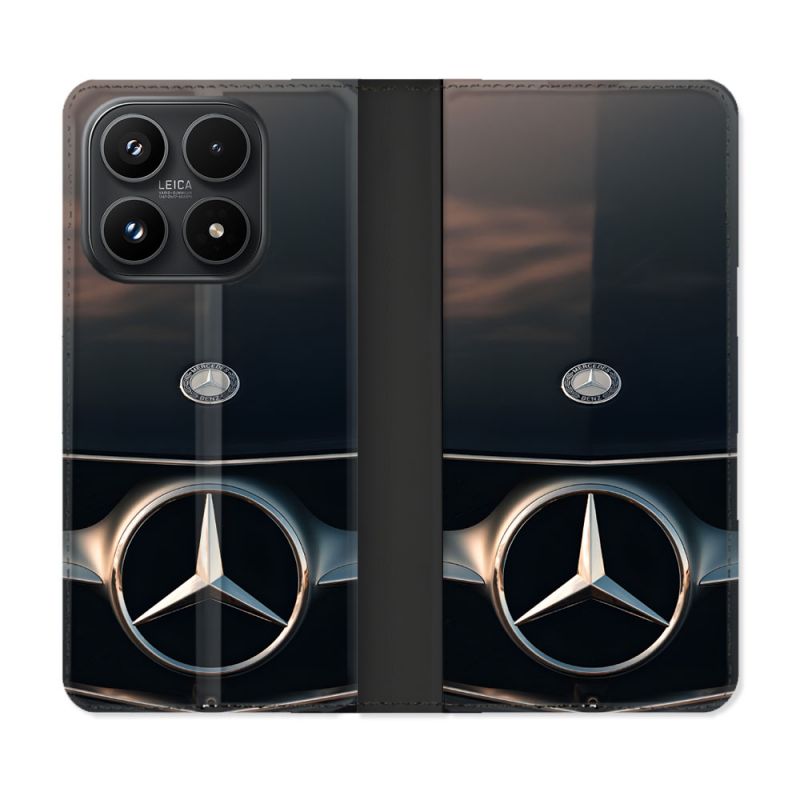 Housse Cuir Portefeuille Pour Xiaomi 17 Mercedes Calendre