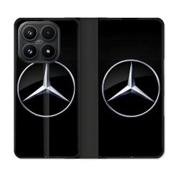Housse Cuir Portefeuille Pour Xiaomi 17 Mercedes Carbone