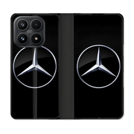 Housse Cuir Portefeuille Pour Xiaomi 17 Mercedes Carbone