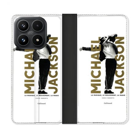 Housse Cuir Portefeuille Pour Xiaomi 17 Michael Jackson Blanc