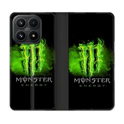 Housse Cuir Portefeuille Pour Xiaomi 17 Monster Energy Vert
