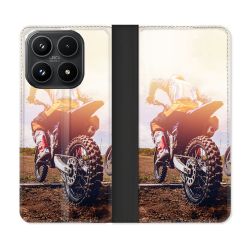 Housse Cuir Portefeuille Pour Xiaomi 17 Moto Cross Soleil