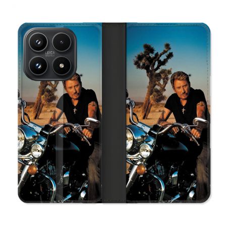Housse Cuir Portefeuille Pour Xiaomi 17 Musique Johnny Hallyday Moto