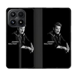 Housse Cuir Portefeuille Pour Xiaomi 17 Musique Johnny Hallyday Noir