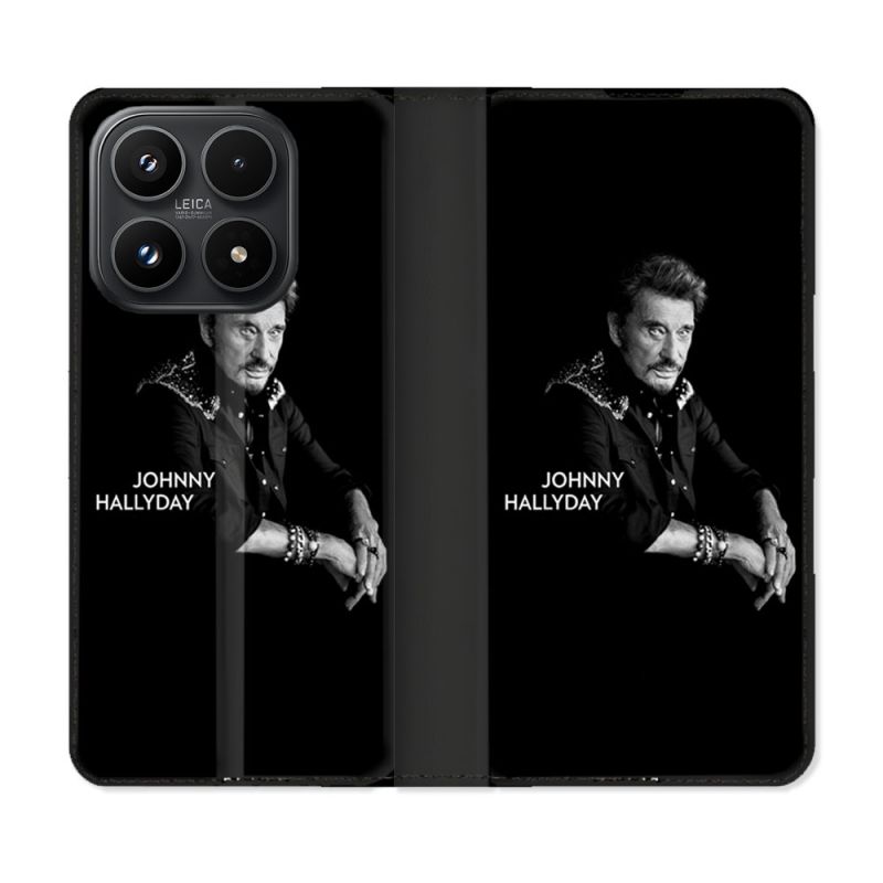 Housse Cuir Portefeuille Pour Xiaomi 17 Musique Johnny Hallyday Noir