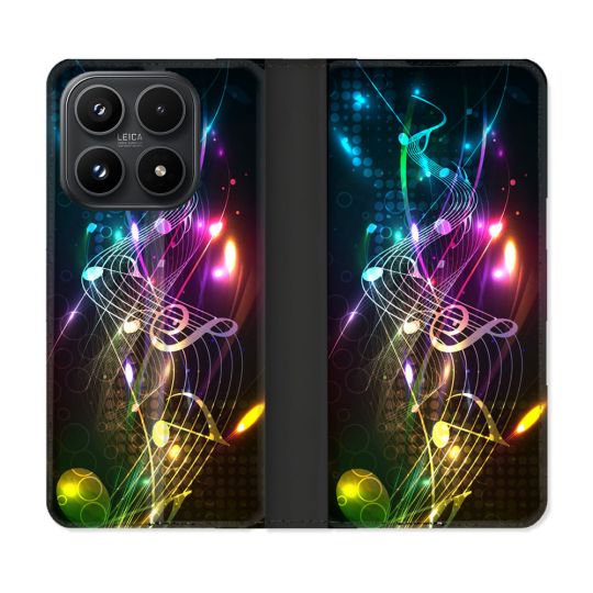Housse Cuir Portefeuille Pour Xiaomi 17 Musique Partition Multicolore