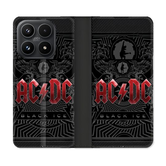 Housse Cuir Portefeuille Pour Xiaomi 17 Musique Rock ACDC Rouge