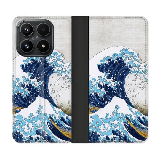 Housse Cuir Portefeuille Pour Xiaomi 17 Peinture La Grande Vague
