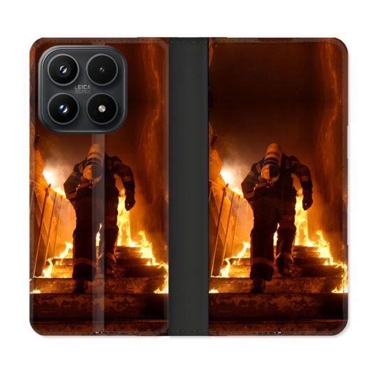 Housse Cuir Portefeuille Pour Xiaomi 17 Pompier Escalier