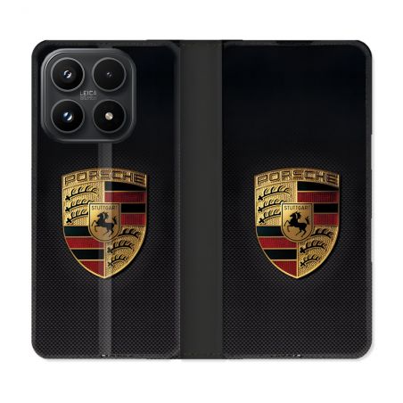 Housse Cuir Portefeuille Pour Xiaomi 17 Porsche Carbone
