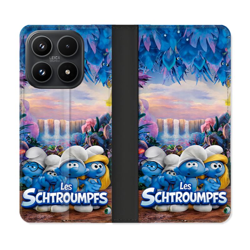 Housse Cuir Portefeuille Pour Xiaomi 17 Schtroumpfs Forêt