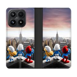 Housse Cuir Portefeuille Pour Xiaomi 17 Schtroumpfs New York