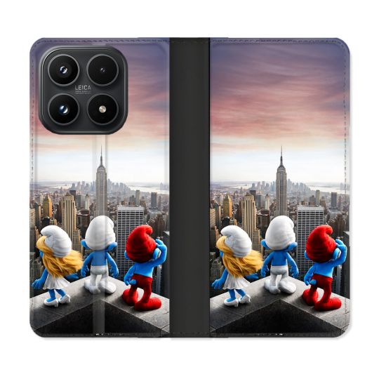 Housse Cuir Portefeuille Pour Xiaomi 17 Schtroumpfs New York