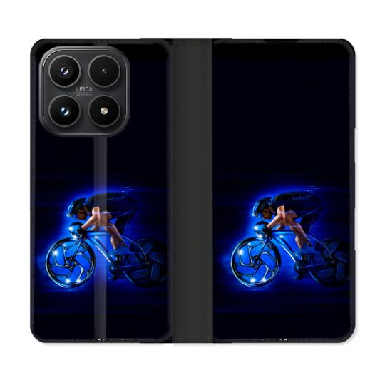 Housse Cuir Portefeuille Pour Xiaomi 17 Sport Cyclisme Bleu