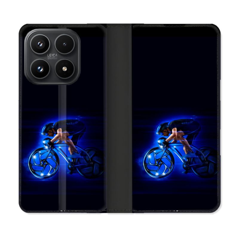Housse Cuir Portefeuille Pour Xiaomi 17 Sport Cyclisme Bleu