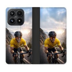 Housse Cuir Portefeuille Pour Xiaomi 17 Sport Cyclisme Maillot Jaune