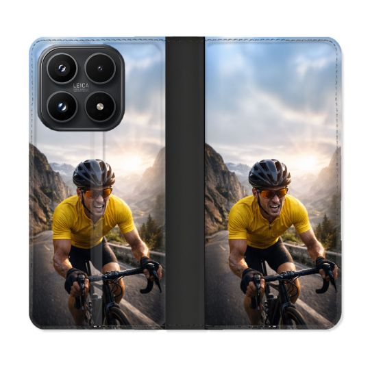 Housse Cuir Portefeuille Pour Xiaomi 17 Sport Cyclisme Maillot Jaune