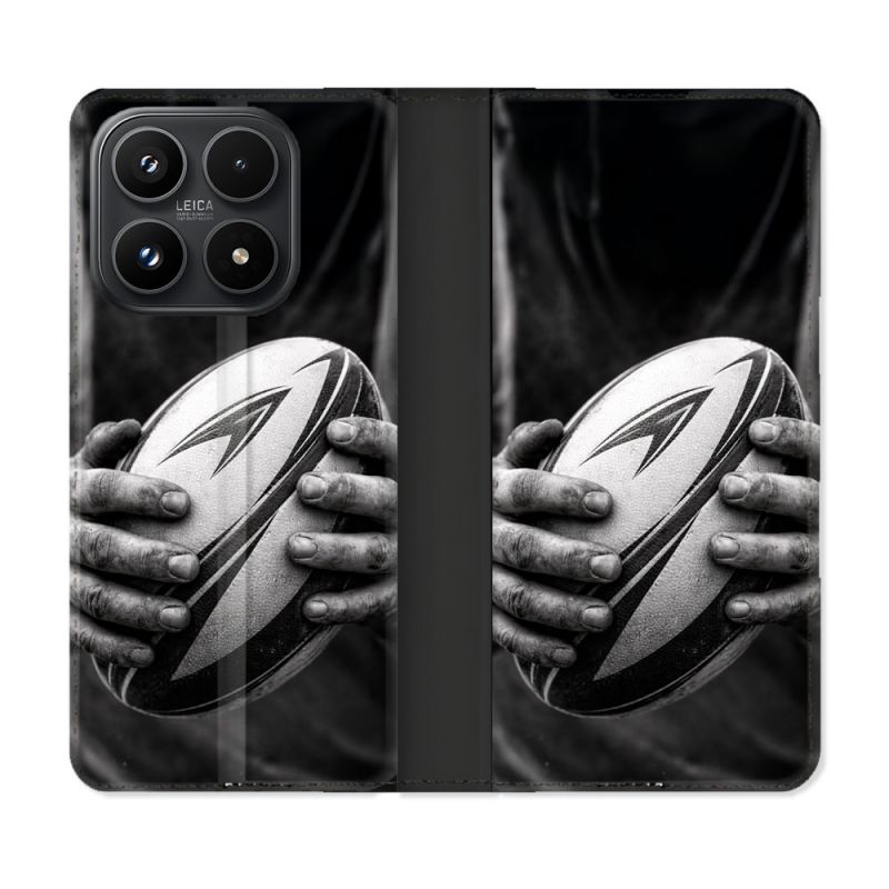 Housse Cuir Portefeuille Pour Xiaomi 17 Sport Rugby Ballon Moderne