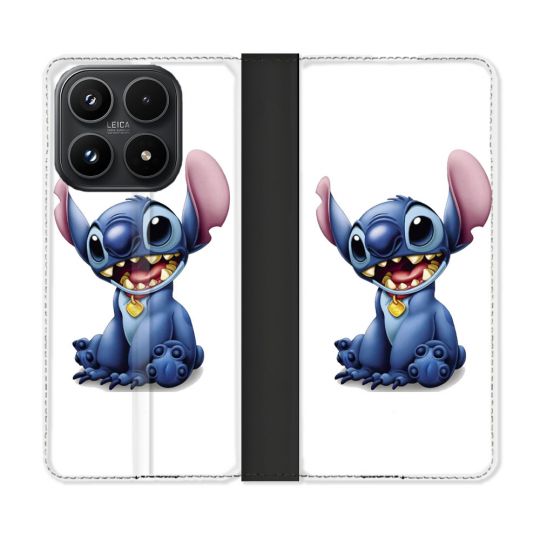 Housse Cuir Portefeuille Pour Xiaomi 17 Stitch Blanc