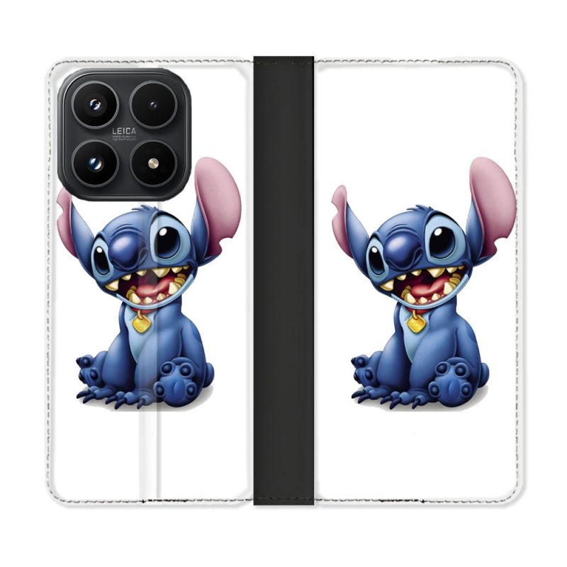 Housse Cuir Portefeuille Pour Xiaomi 17 Stitch Blanc