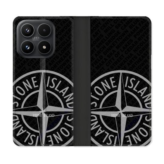 Housse Cuir Portefeuille Pour Xiaomi 17 Stone Island Gris