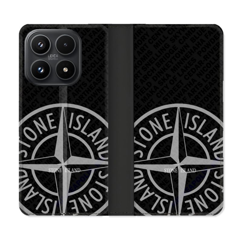 Housse Cuir Portefeuille Pour Xiaomi 17 Stone Island Gris